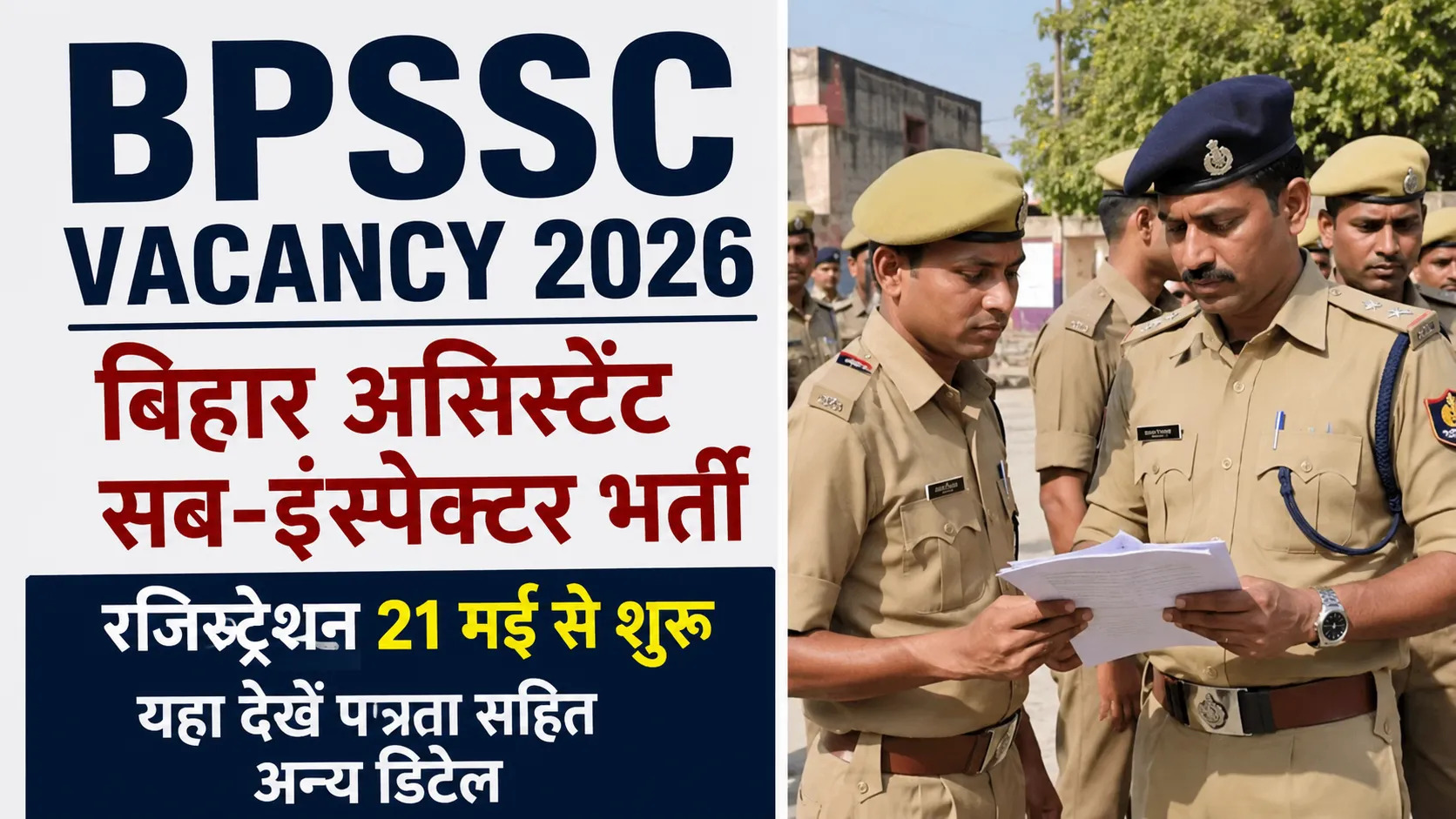 BPSSC Vacancy 2026: बिहार असिस्टेंट सब-इंस्पेक्टर भर्ती के लिए आवेदन 21 मई से शुरू, पात्रता और चयन प्रक्रिया जानें